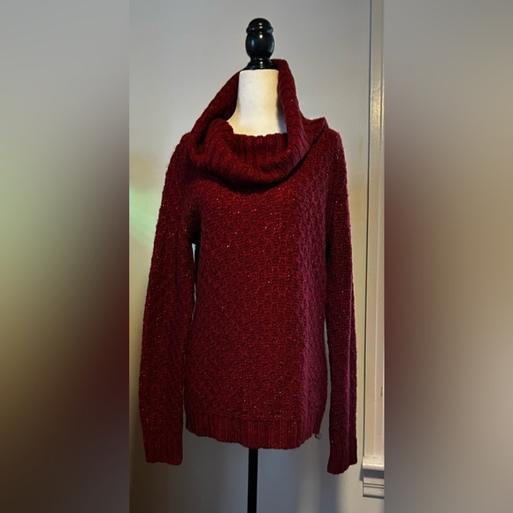 Elegant Burgundy Cowl Neck Sweater - Picture 1 of 9